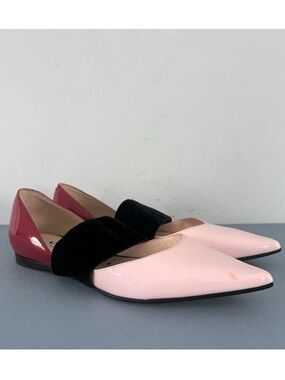 Andrea Gomez Dakota Pink Leather Pointed Toe Ballerina Flats